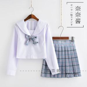 春秋コスプセーラー服長袖正統JK制服コスプレセーラー襟セーラー服制服ミニチェックスカート学院海軍風ロリータハロウィン セットアップ